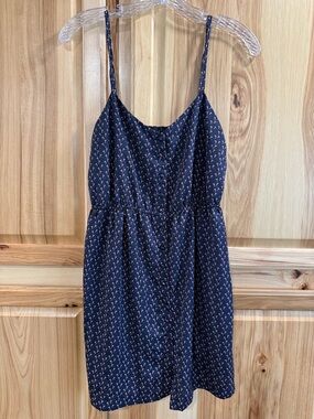 Forever 21 Sleeveless Feminine Navy Dress with Pink Bow Prints Throughout Size L